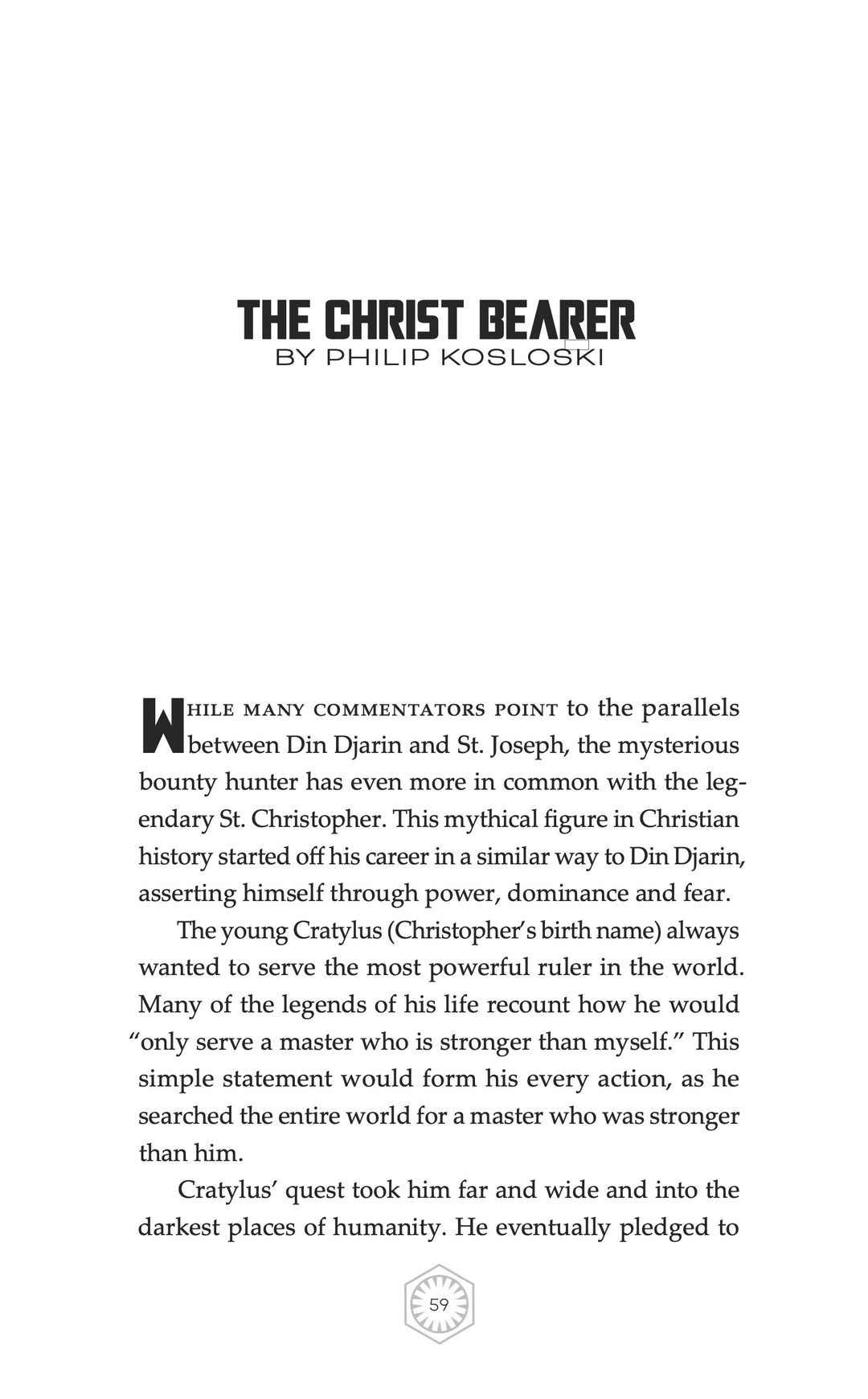 The Christbearer: Exploring the connection between the Mandalorian and Christian saints